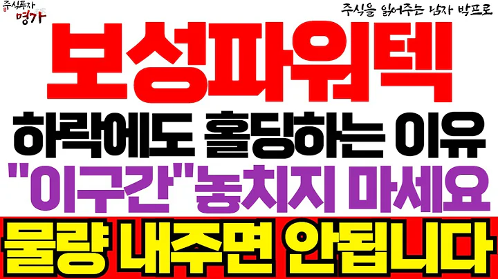 [보성파워텍 주가전망] 하락에도 홀딩하는 진짜 이유! "이구간" 절대 놓치면 안됩니다! 주주님들 꼭 시청하세요 !  #보성파워텍 #보성파워텍주가전망