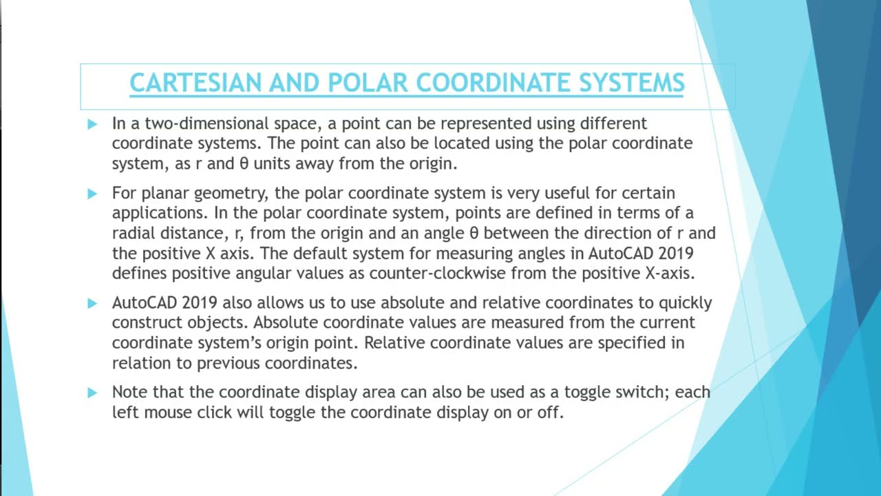 AutoCAD Basic Absolute and Polar Coordinates tutorial for Beginners ...