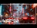 A utopian traffic jam 432 hz  ambient atmospheric music with a touch of quirkiness synth music