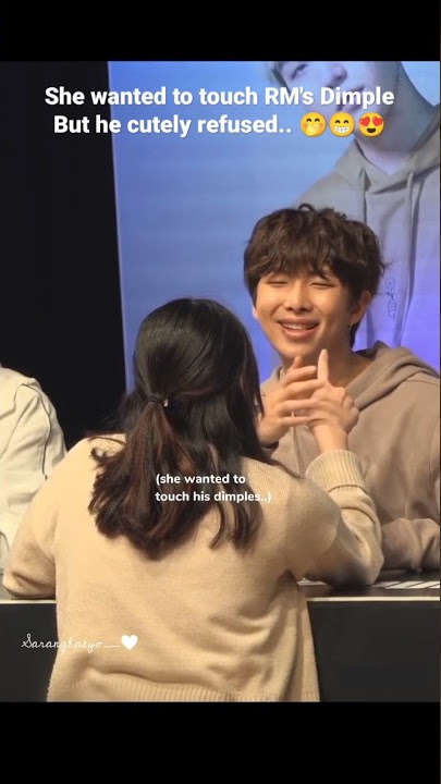 She wanted to touch RM's cutee Dimples..but she couldn't.. 🤭🤣