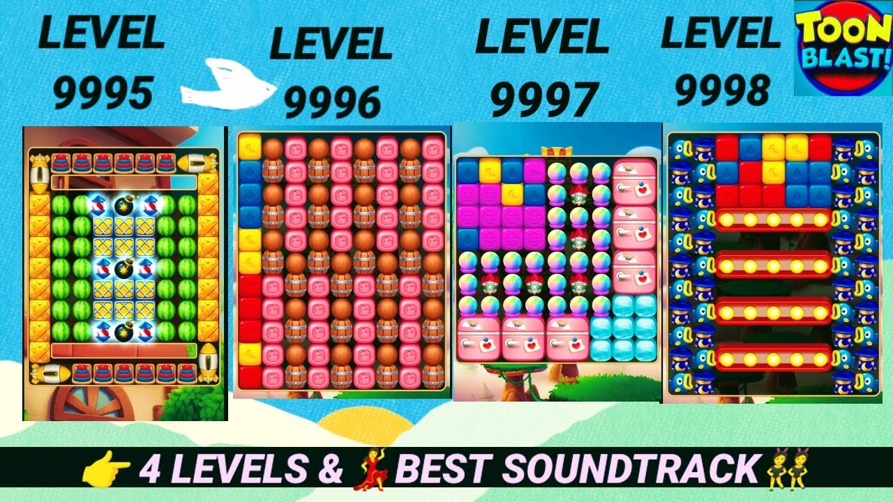 Toon Blast: 9995-9998|👉4 LEVELS walkthrough - YouTube