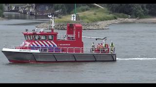 Reddingsactie van vastgelopen jacht tegen de Waalbrug in Nijmegen