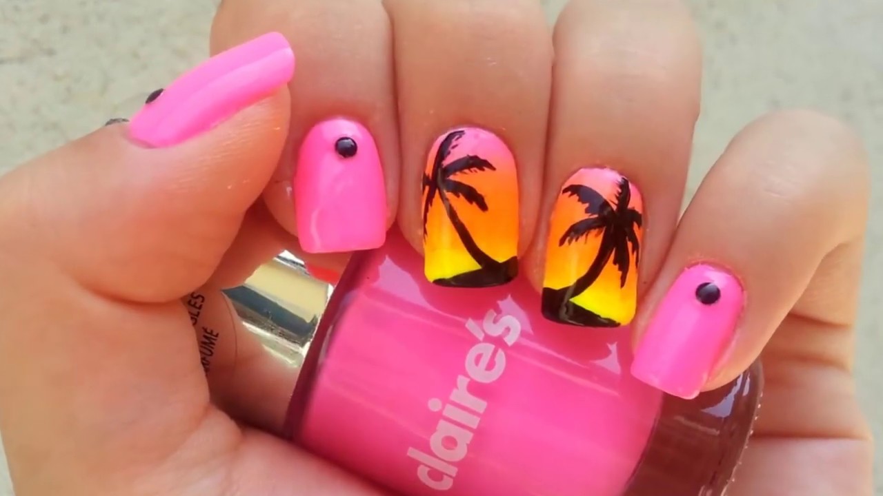 5. Palm tree nail art tutorial - wide 2