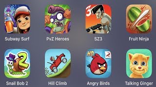Subway Surfer,PVZ Heroes,SZ 3,Fruit Ninja,Snail Bob 2,Hill Climb,Angry Birds screenshot 5