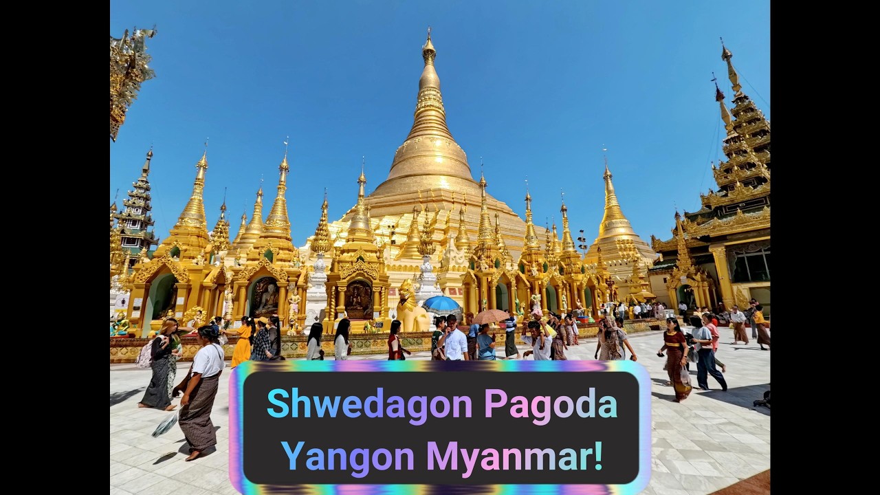 A stroll through the beautiful  Shwedagon Pagoda in Yangon Myanmar.