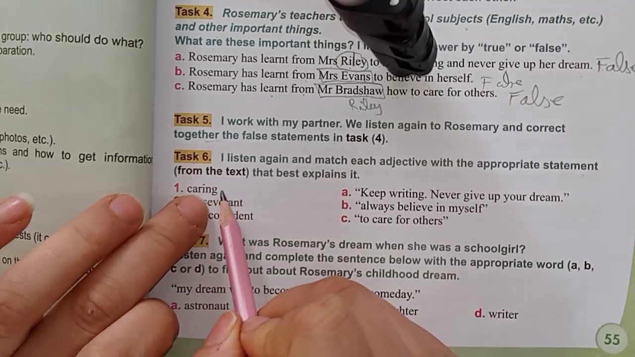 الرابعة متوسط حل صفحة 55 ،56 تمرينات 1,2,4,5,6,7,8,9 لغة انجليزية