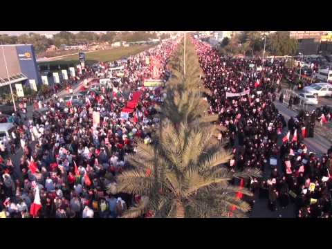 One  scene in 25 minutes, Gigantic masses marching for democracy in #Bahrain  15th February,2014