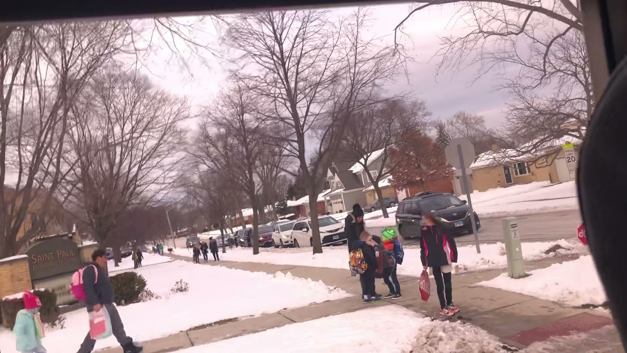School Bus Ride Home from School on the First Day from Winter Break