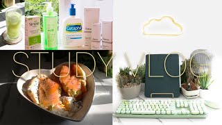 Productive Aesthetic Study Vlog, relaxing and refreshing 5am morning routine, skincare, plant haul