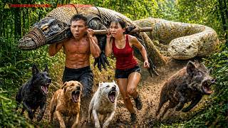 72-Hour Survival 😱 Komodo Dragon Invades Chicken Farm — Giant Python Appears During Dramatic Escape!