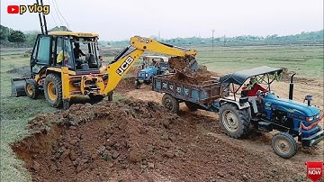 JCB 3DX Eco tractor में मिट्टी लोडिग kiya funny स्टाइल में Sonalika 35 di Eicher tractor JcbTractor