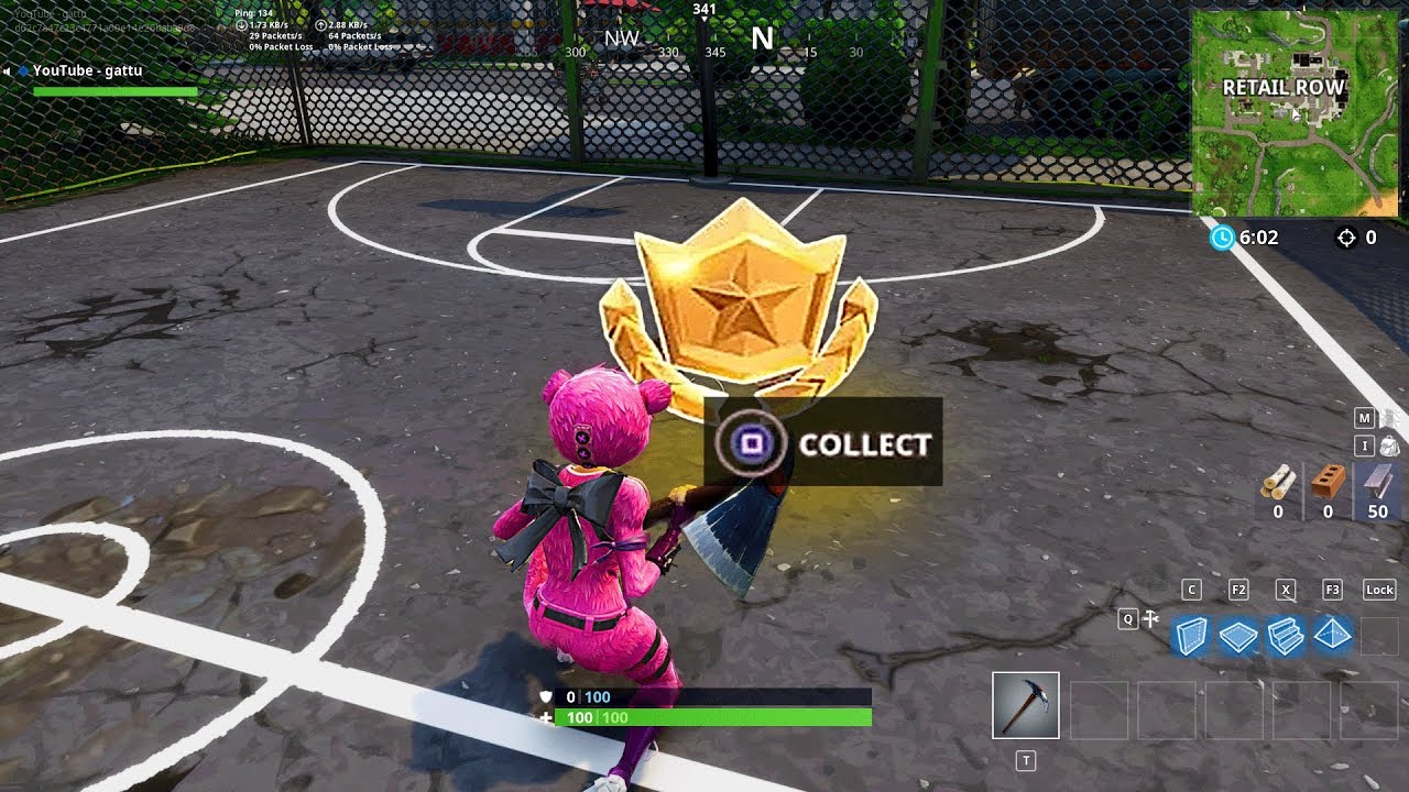 search between a gas station soccer pitch and stunt mountain battle star week 4 season 5 fortnite - fortnite season 5 week 4 search between