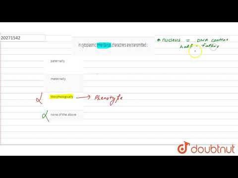 Video: In cytoplasmatische overerving worden karakters overgedragen?