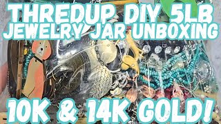 10K & 14K GOLD! 🩵 925 SILVER! 🩵 Thredup DIY 5lb Jewelry Jar Unboxing #jewelryunboxing #jewelryjar