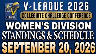 V-LEAGUE COLLEGIATE CHALLENGE 2026 STANDINGS TODAY SEPTEMBER 19, 2026 | SCHEDULE SEPTEMBER 20 | 