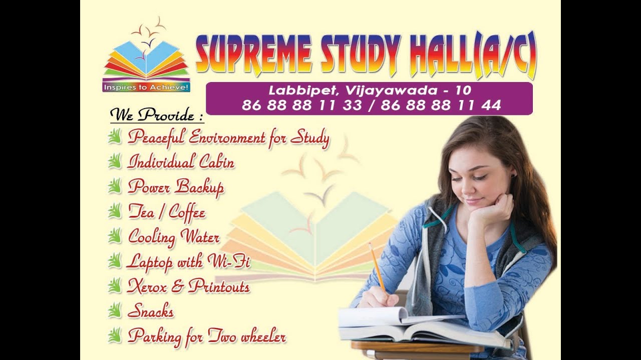 Complete view of Supreme Study Hall Best Reading Room in Vijayawada