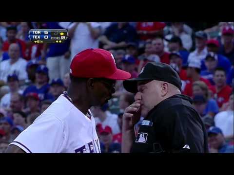 2013/06/15 Andrus tossed after strikeout