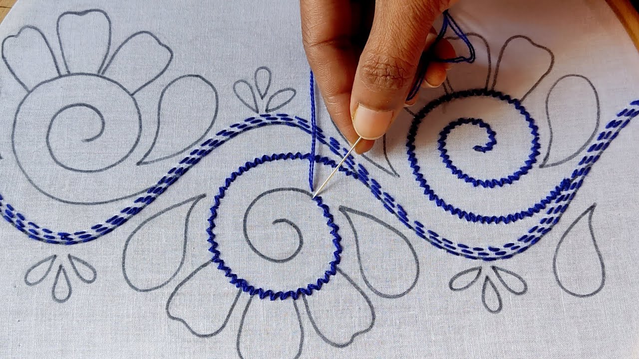 Hand embroidery so nice nakshi kantha border line design stitch tutorial,নকশীকাঁথা বর্ডার নকশা সেলাই