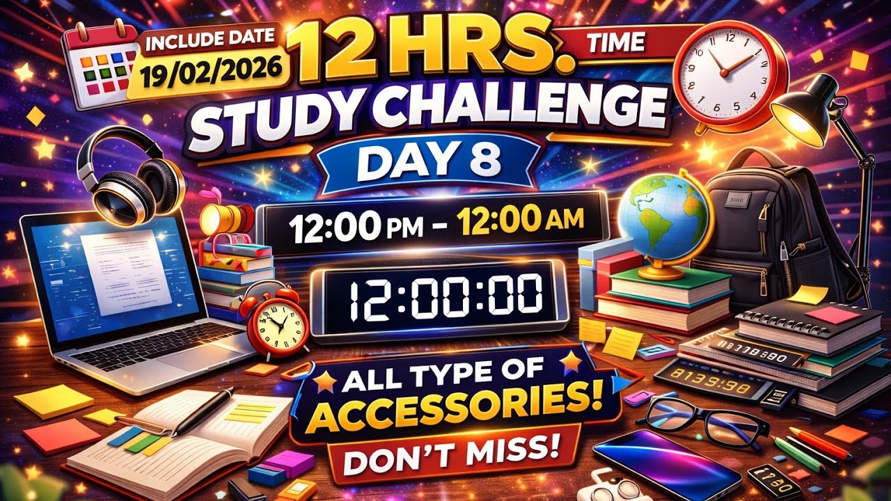 12HRS STUDY CHALLENGE —DAY 8🔥Today we push limits from 12:00 PM to 12:00 AM 📚⏳No excuses, only focus