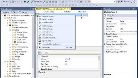 MSSQL Tablo oluşturma ve Visual Studio ilk Bağlantı