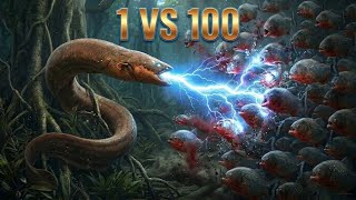 1 Electric Eel vs 100 Piranhas: Who Wins?