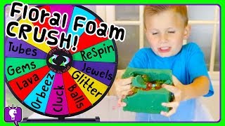 floral foam wheel of surprise challenge crushing by hobbykidstv