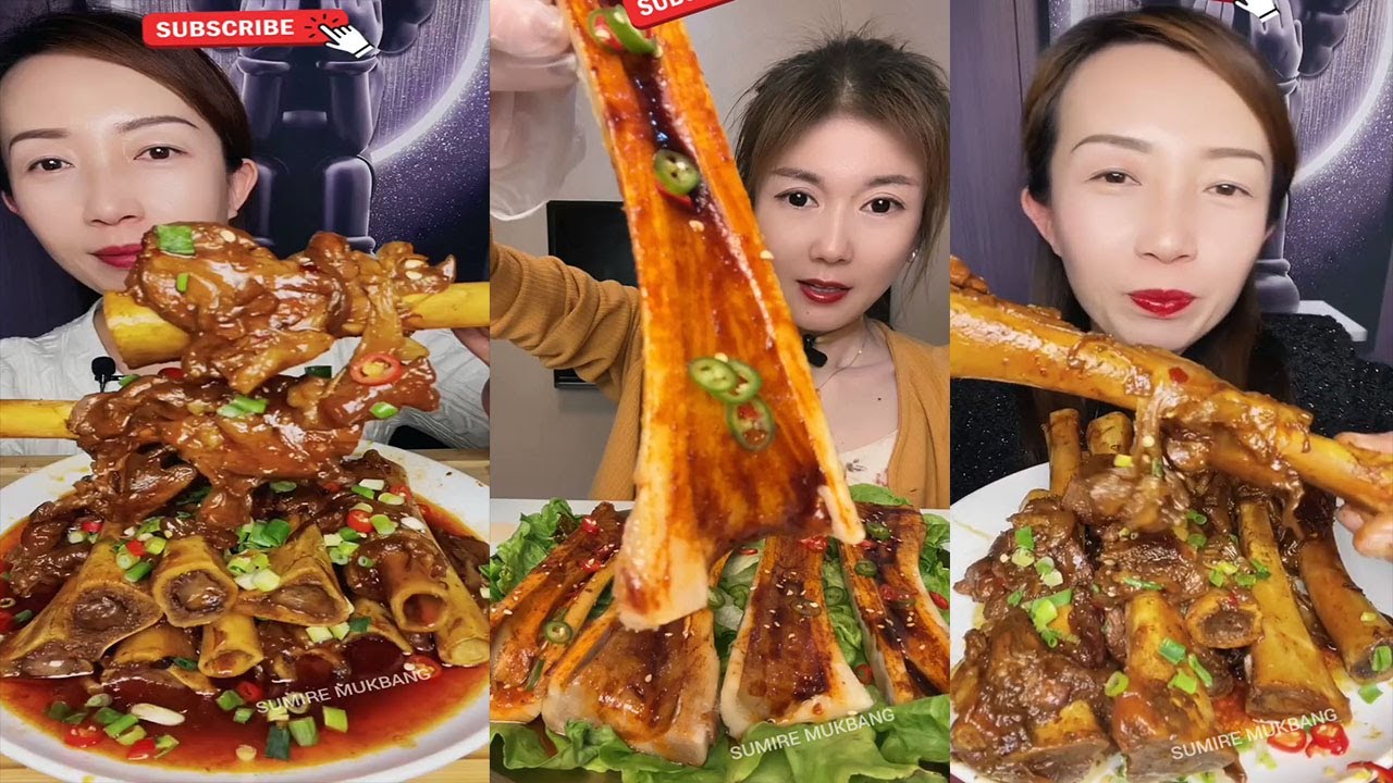 MUKBANG ASMR Eating roasted big bone marrow so yummy