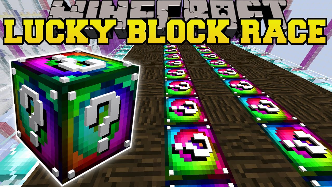 In our Minecraft lucky block world we found a rainbow spiral rollercoa