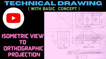 Isometric view se Orthographic Projection in Engineering Drawing in Hindi.#Third Angle Projections.