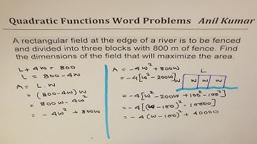 Find dimensions of field with 800 m fence and 3 Pens for maximum area with