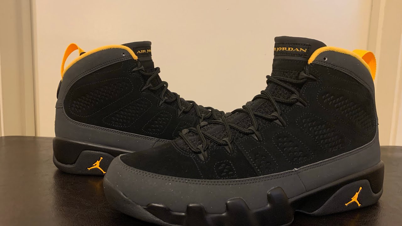 Jordan 9 Dark Charcoal University Gold YouTube