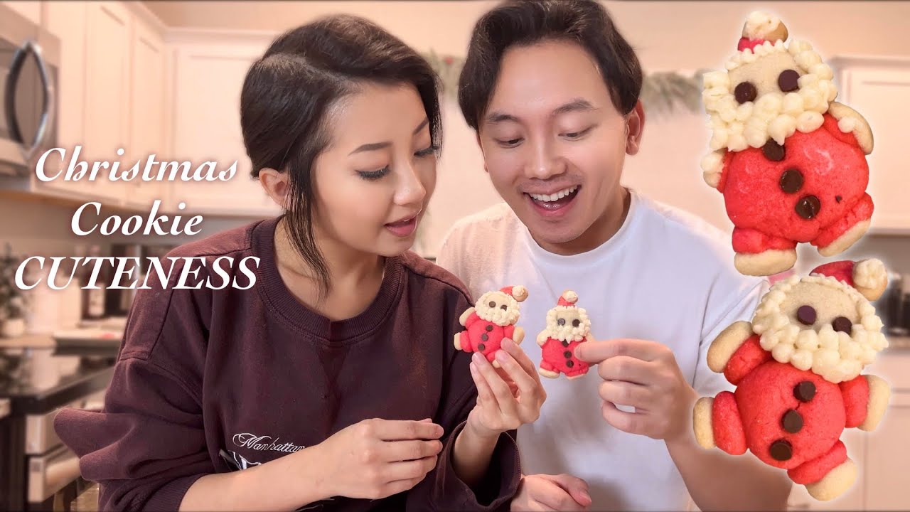 Baking Santa Christmas Cookies using a recipe we found on Google