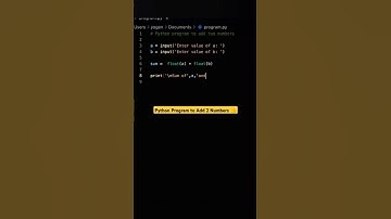 Python Program for Adding 2 Numbers || Python for beginners #shorts #python #programming #coding