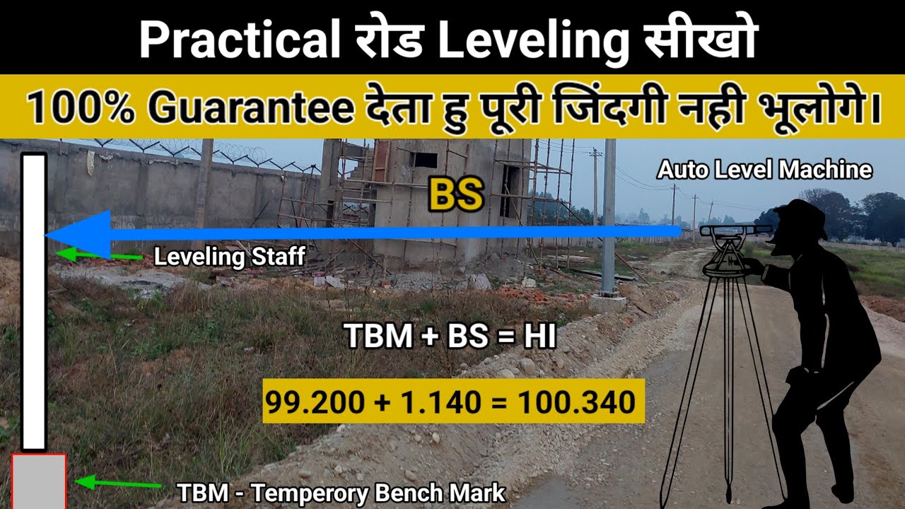 auto level surveying in hindi auto level se road level kaise nikale