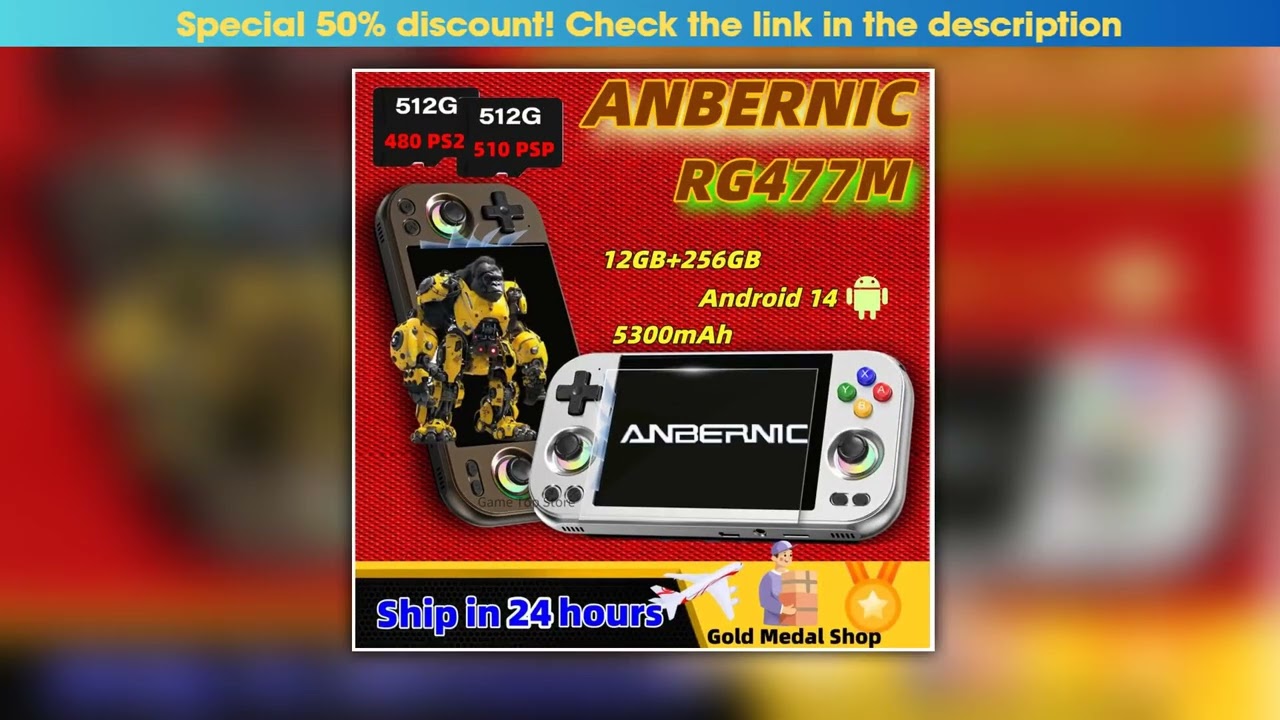 ANBERNIC RG 477M Handheld Game Console Android 14 47 LTPS InCell Multitouch Screen Video Gaming