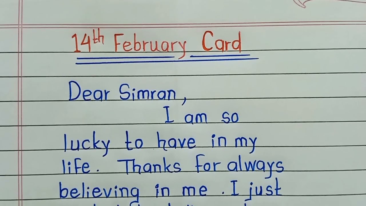 14th February Card Writing || Valentine's Day Wishes || Happy Valentine's Day Message in English ||