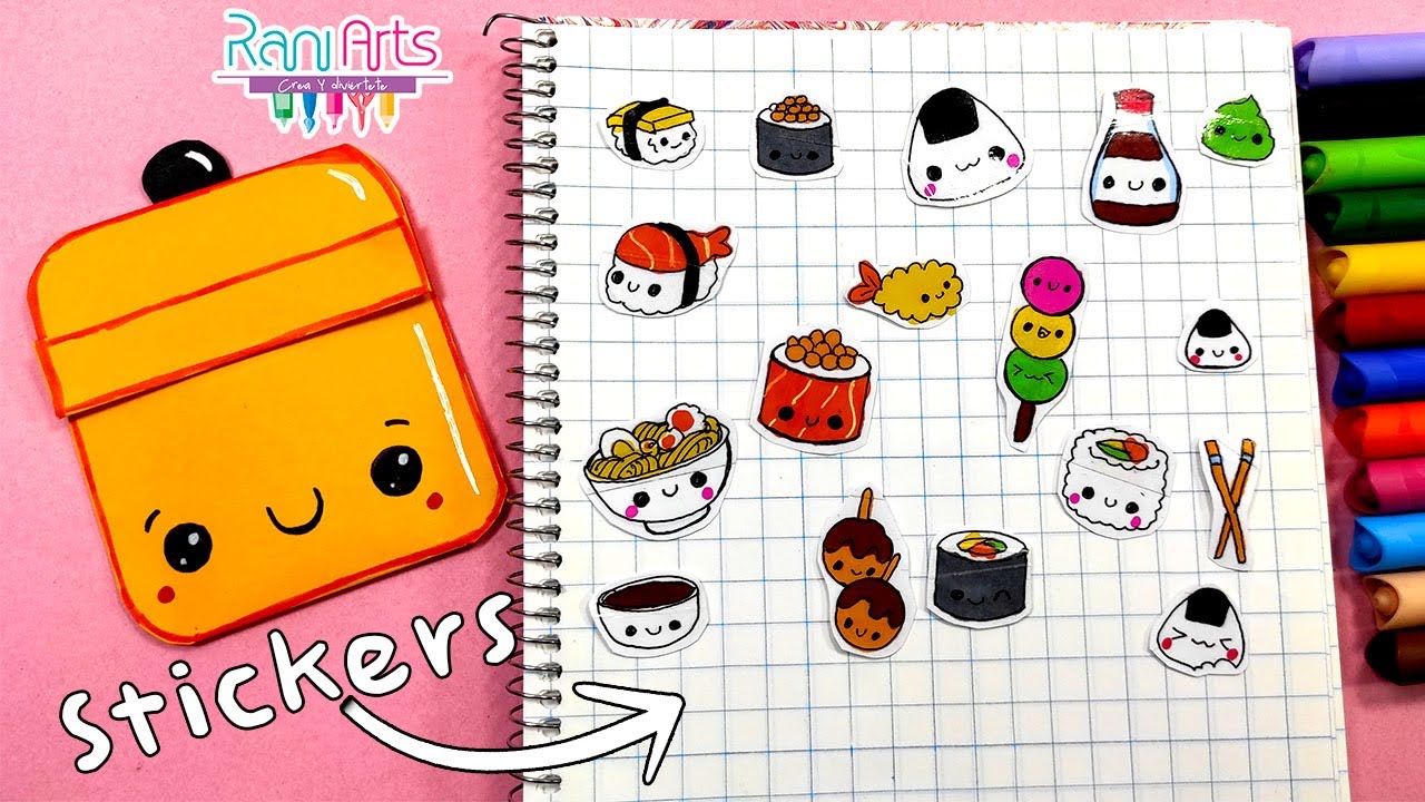 Haz STICKERS DE COMIDA JAPONESA - kawaii - DIY - How to make JAPANESE FOOD STICKERS