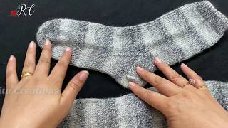 Knitting Seamless Socks || बिना जोड़ वाली जुराब की बुनाई ~~ Hindi Knitting Video ||