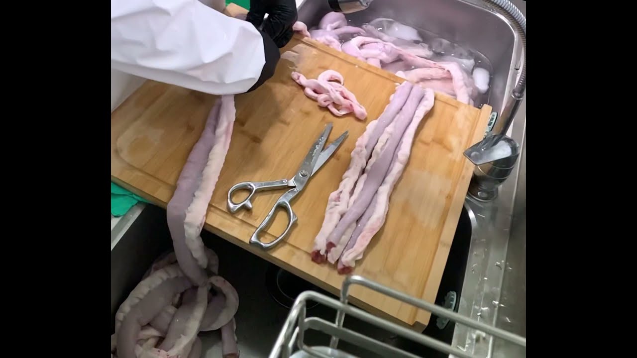 [국주곱창] 한우 황소곱창(소곱창) 곱창손질 풀버전 영상