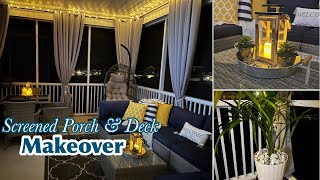 SPRING/SUMMER SCREENED PORCH & DECK MAKEOVER |DIY CURTAIN RODS|KGORGE CURTAINS