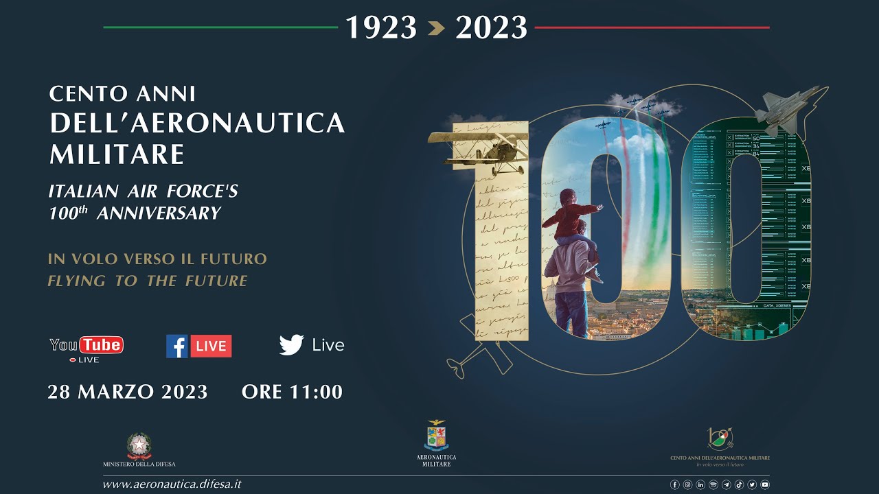 Cerimonia militare per i 100 anni dell'Aeronautica Militare - YouTube