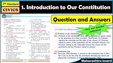 1. Introduction to our Constitution | Question answers | Class 7 Civics | Maharashtra Board