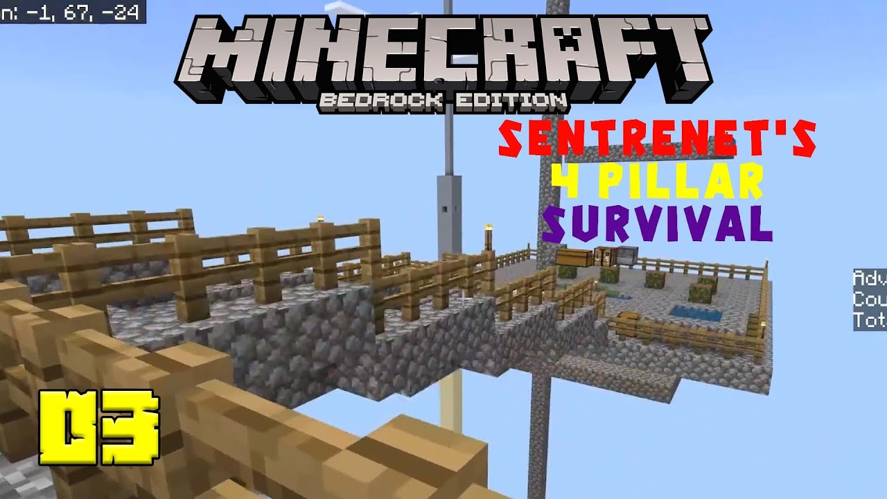 4 Pillar Survival: Ep 3 | Minecraft SkyBlock | Modded Bedrock