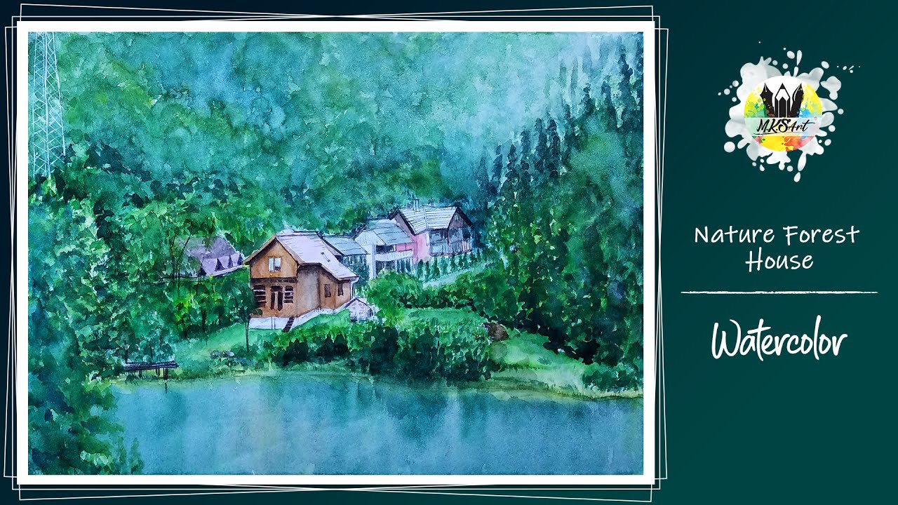 How to paint Nature Forest House in Watercolor Painting by MKS Art
