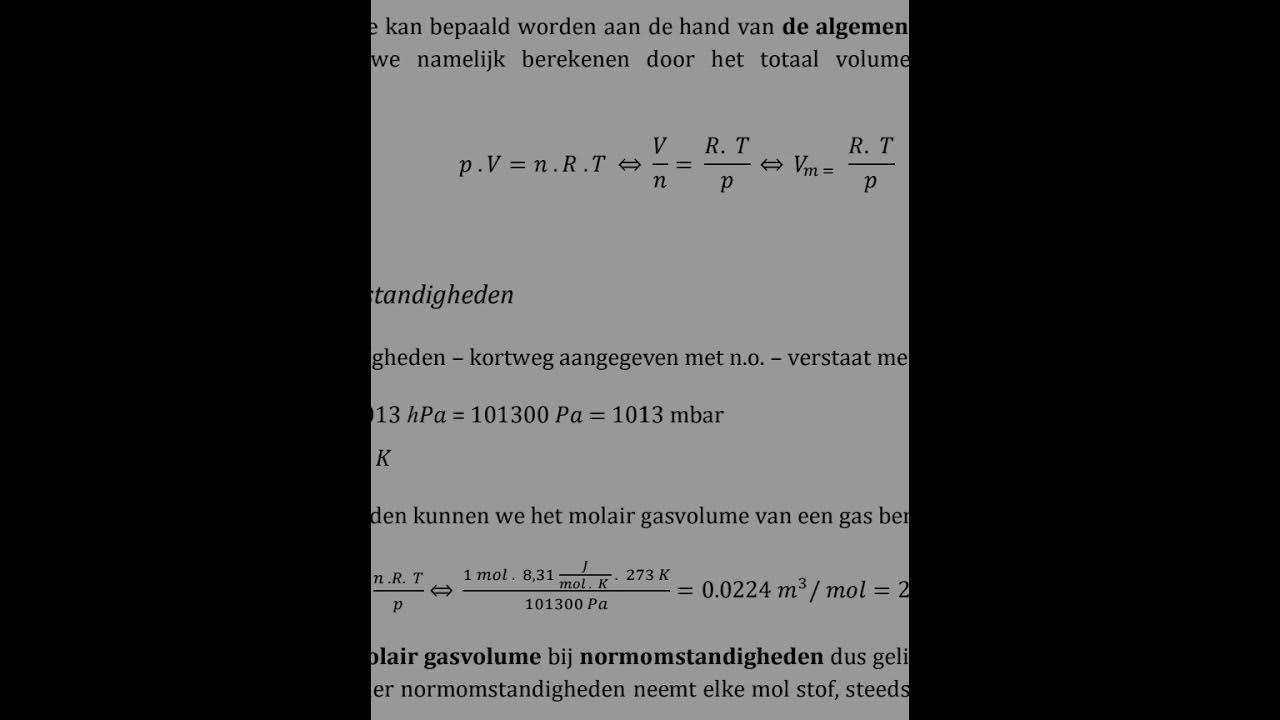 Hoofdstuk 4: Kwantitatief aspect van de reactievergelijking met gassen