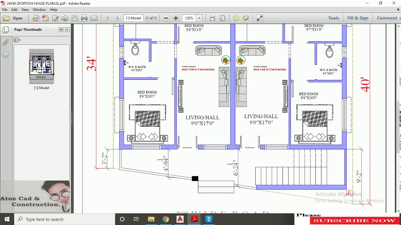 34 X40 2Bhk 2 PORTION HOUSE  PLAN  FOR RENT  PURPOSE  YouTube