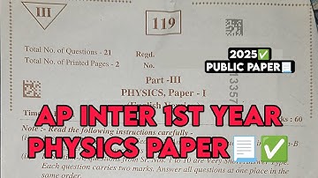 Ap Inter 1st Year Physics Paper 📃🚀 || 2025 Public Paper💥 ||Original Paper✅