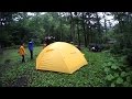 モンベル、ステラリッジテントを土砂降りの上高地キャンプで張る