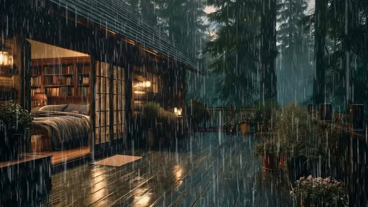 Fall Asleep Instantly in a Cozy Forest Bedroom 🌧️ Deep Sleep Rain ...