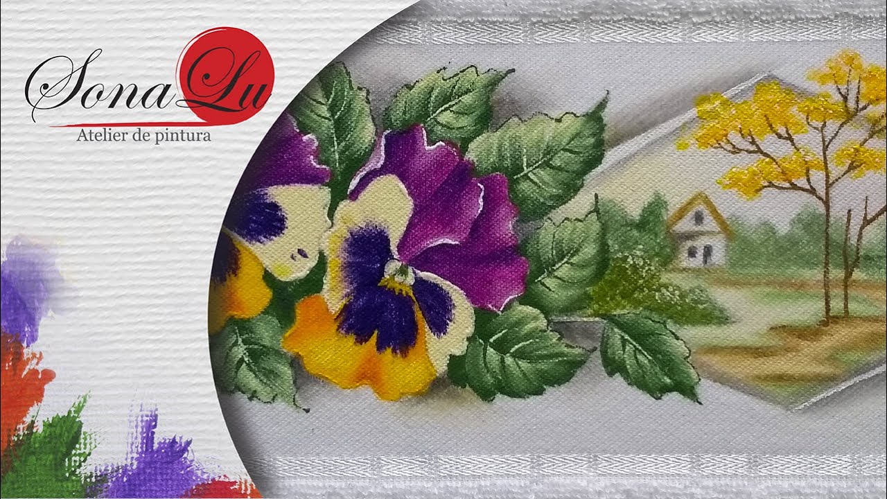 Aula 741 - Amor Perfeito e Paisagem em Toalha de Rosto